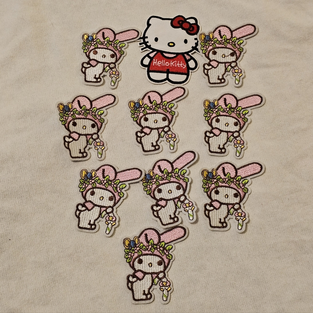 Lot 10 My Melody Hello Kitty Sanrio Embroidered Iron-On Patch Applique Anime